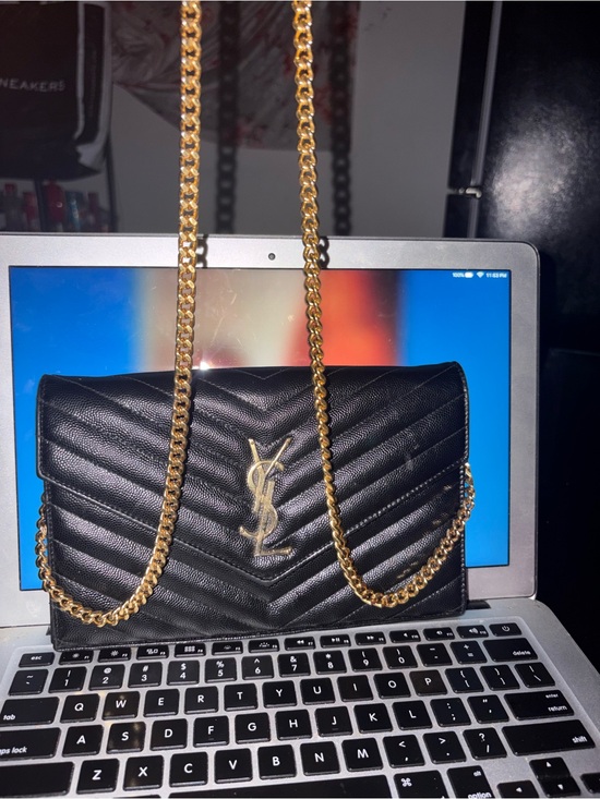 Saint Laurent Handbags - Saint Laurent Black Quilted Leather Shoulder Bag with Gold Chain